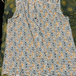 Nine West Black, White, and Orange Patterned Button Down Shirt